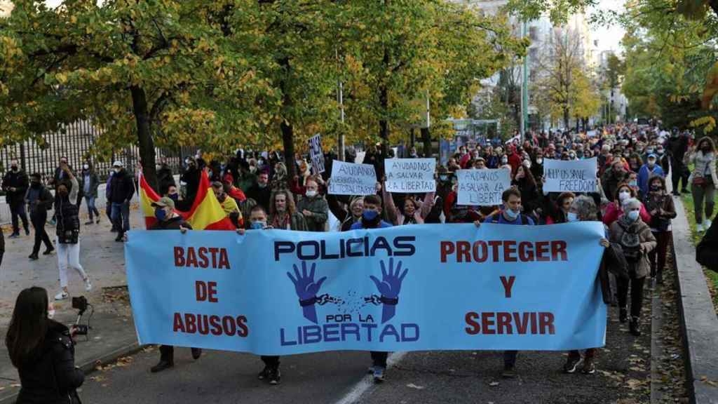 Cabecera de la manifestación llevada a cabo este sábado en Madrid.