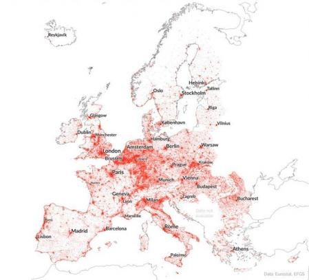 Densidad de población en Europa